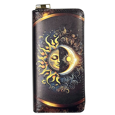 Gold Sun and Moon Large Digital Print Purse